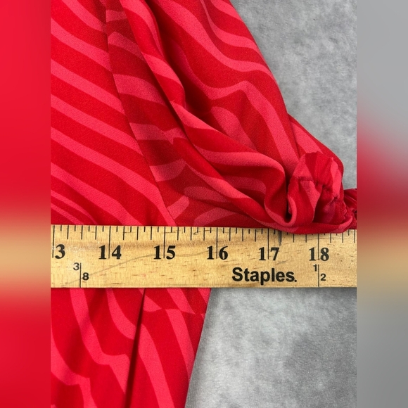 Toccin Elyse Striped Pleated Pink Midi Spring Wedding Formal Dress Size 14 - Picture 9 of 11